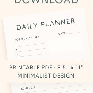 Minimalist Daily Planner | Printable PDF | Instant Download | 8.5x11