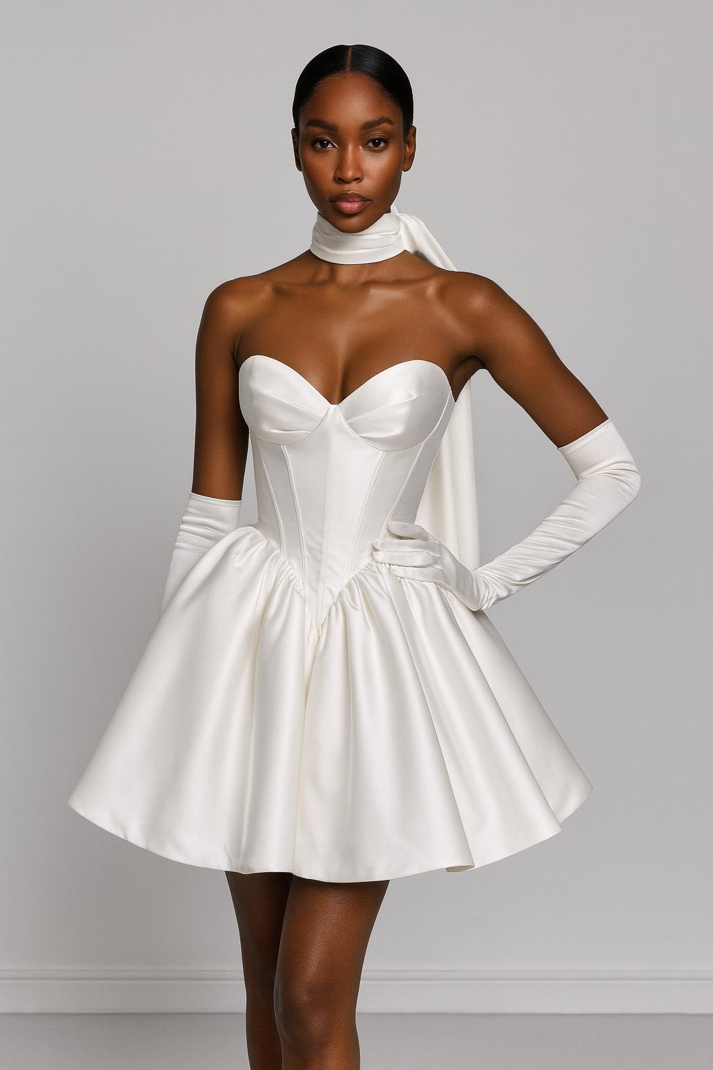 white mini dress ruched White-Ruched bodycon mini dress – Tabu Knits Boutique