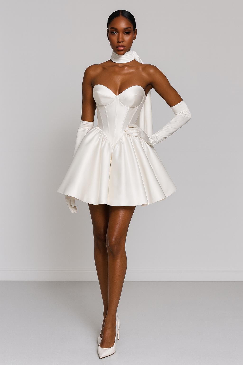 knee length dresses for ladies Katy Mini Wedding Dress by JESSICA COUTURE – Jessica Couture main image 1