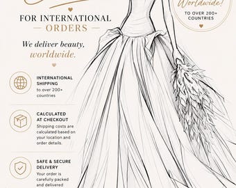 Información sobre envíos internacionales de vestidos de novia hechos a mano / Entrega en todo el mundo / Samantha Woo Bride