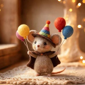 Handmade Wool Felt Mouse Figurine | Christmas Decor, Gift for Animal Lovers