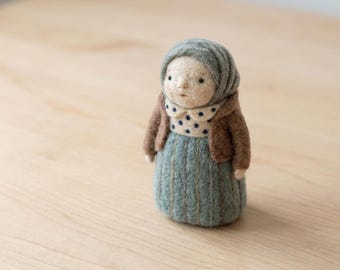 Handmade Wool Felt Figurine | Cute Little Girl with Animal | Unique Little Sheep Doll | Handmade Home Decor
