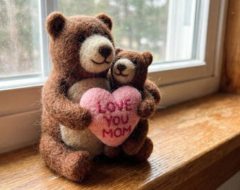Handmade Needle Felted Bear Figurines, Adorable Wool Teddy Bears Set, Cute Animal Decor, Gift for Kids & Collectors
