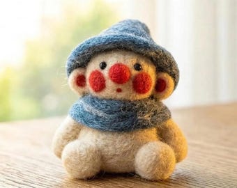 Handmade Needle Felted Clown Figurines - Cute Felted Clowns, Colorful Wool Sculptures, Unique Gift for Collectors and Home Decor