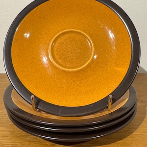 4 Mikasa Terra Stone ‘Paprika’ saucers. Made in Japan.