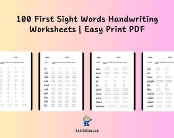 Práctica de escritura a mano con 100 palabras de alta frecuencia: Kindergarten y 1.er grado (Descargar PDF)