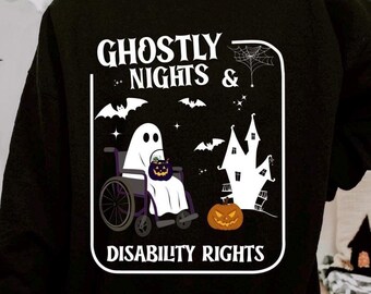 Ghostly Nights and Disability Rights Comfort Colors Shirt, Chronic Illness Halloween Crewneck