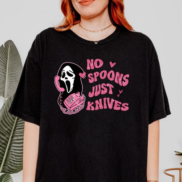 No Spoons, Horror, Chronic Illness and Disability Comfort Colors Shirt Mental Health Crewneck Disabled Tee