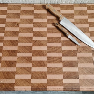 Tabla de cortar de madera maciza, hecha a mano con veta final, bloque de cocina premium