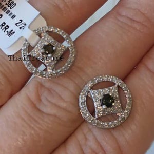 Natural Green Tourmaline & Pave Diamond Stud Earring, Sterling 925 Silver, Women Anniversary Handmade Jewelry