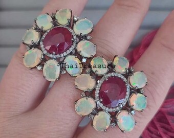 Orecchini A Perno In Argento 925 Con Vero Opale Di Fuoco Naturale Ovale Bianco - Alisha Jewels