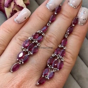 Natural Ruby Gemstone Handmade Dangle Earring, 925 Sterling Silver Women Jewelry, Gift for Her