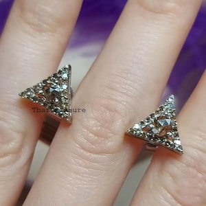 Natural Diamond Handmade Stud Earring, Solid 925 Sterling Silver Jewelry, Daughter Birthday Gift