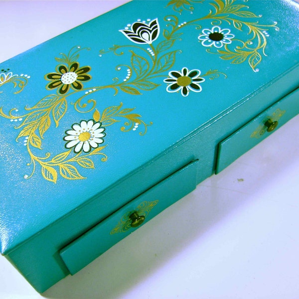 Vintage Aqua Jewelry Box