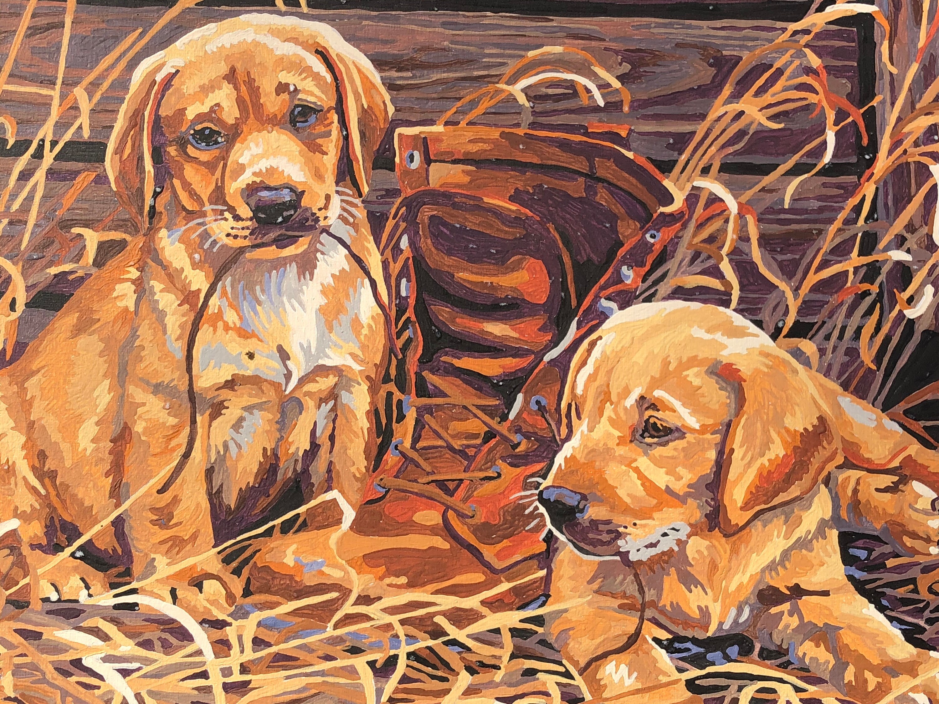 Vintage Paint by Number Dog Puppy Lab Retriever Cabin Woodland Etsy