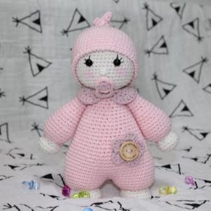 Crochet Baby Doll Pattern: Amigurumi Newborn Toy with Pacifier (PDF Pattern)