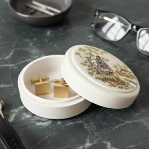 Vintage Partridge Pottery Jar Game Bird Lidded Dish 70s Patum Peperium Gentlemans Relish English Ceramic Trinket Box Gift for him