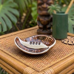Tiki MCM Pohaku Kiln Hawaii Pottery Ashtray 70s Tribal Studio Ceramic Vide Poche Earthy Polynesian Decor Gift Signed Hawaii