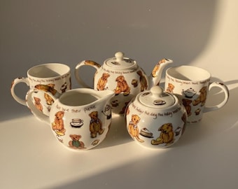 10 Pc-paul Cardew-designs- Porcelain Tea Set--teddy Bear-beach 
