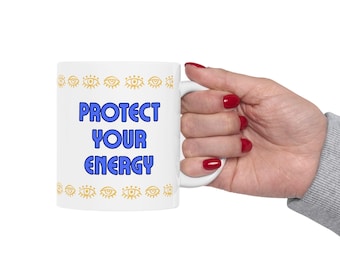 Skydda din energimugg | Kaffekopp med onda ögon | Andlig skurk-egenvårdsgåva | Hög vibe-morgonritualmugg | Djärv mystisk estetik