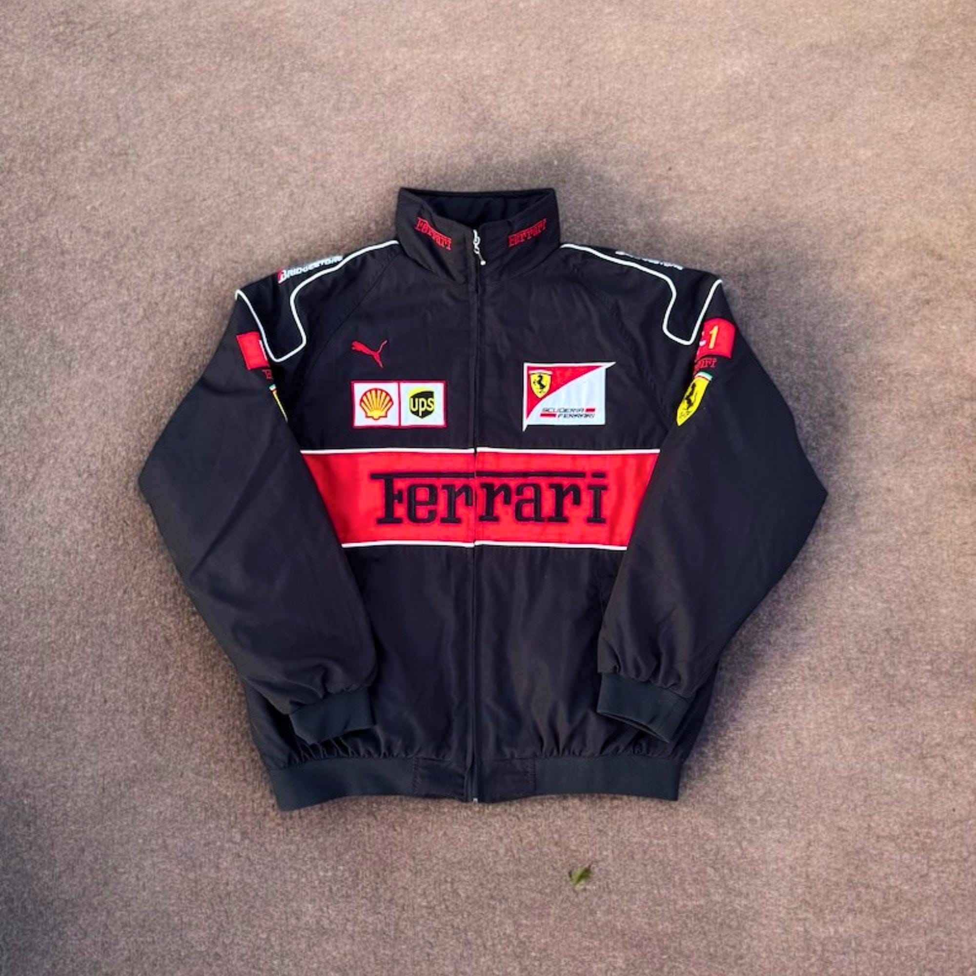 Adult Formula 1 Vintage Racing Ferrari Jacket F1-Formula 1 Vintage Unisex-Track limited-Rare Black-Y2K Fully Embroidered-Streetwear- gift