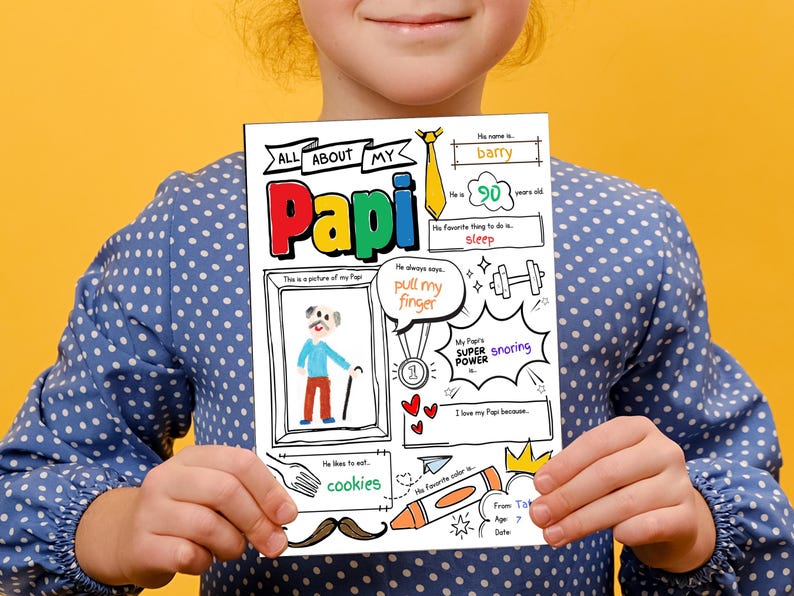 All About My Papi Printable | Fathers Day, Grandparents Day or Birthday ...