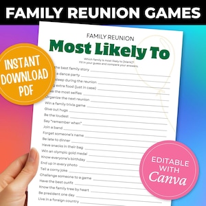 Family Reunion Game: Most Likely To, Printable Party Game (Canva Template, Digital Download)