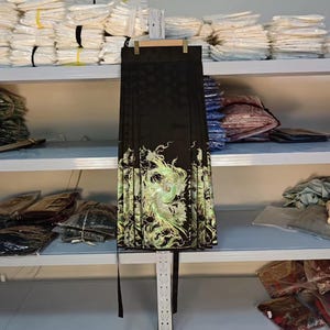 Black Phoenix Horse-Faced Skirt, Modern Hanfu, Woven Gold Women&#39;s Hanfu Skirt, Green Embroidered Hanfu, Traditional Chinese Clothing