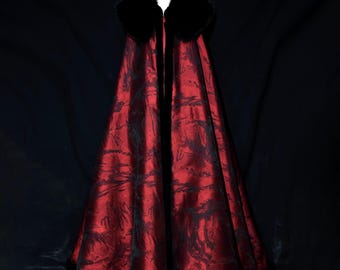 Red Fur-Collared Cape, Women's Fleece-Lined Hanfu, Ancient Costume Shawl, Traditional Chinese Shawl