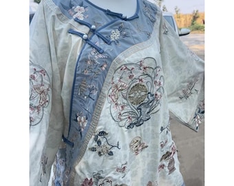 Abito Hanfu ricamato a mano, stile dinastia Qing