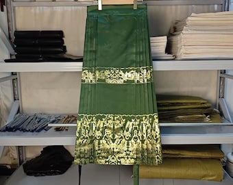 Dark Green Woven Gold Hanfu Skirt, Women's Horse-Faced Skirt
