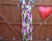VINTAGE 1960 39 s Floor Length Purple and Green Floral Hawaiian Print Dress by Sun Fashions of Honolulu Hawaii - available