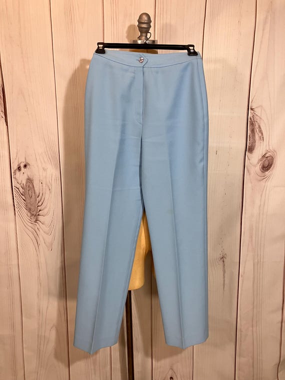 Circe 1970s Petite Light Blue Polyester Slacks NW… - image 2