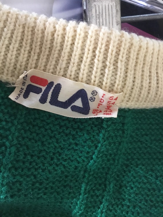 Fila Italy 1980’s Men’s Kelly Green Wool Blend Sw… - image 5