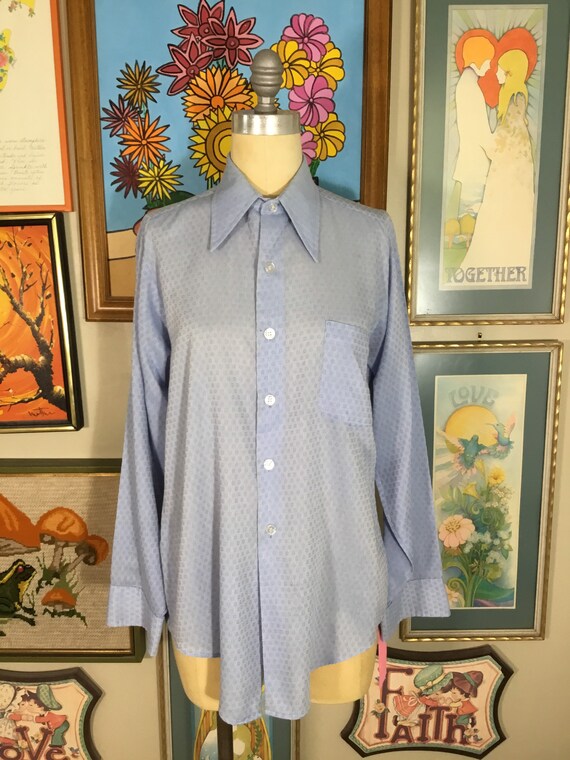 Van Heusen 1970’s Men’s Light Blue Dress Shirt - image 2