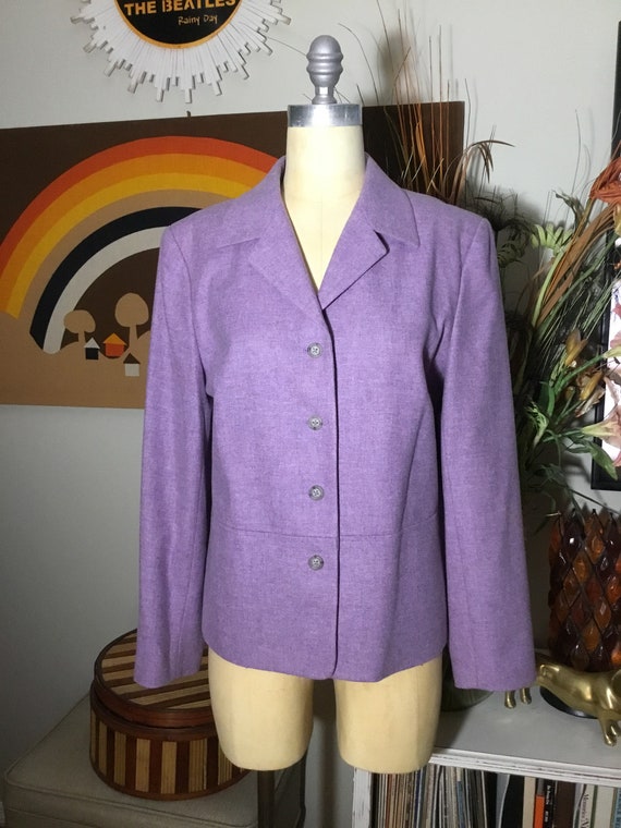 Talbots Women's 1990's Lambs Wool Lilac Blazer - image 3