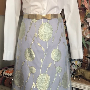 Gold brocade pleated sales skirt