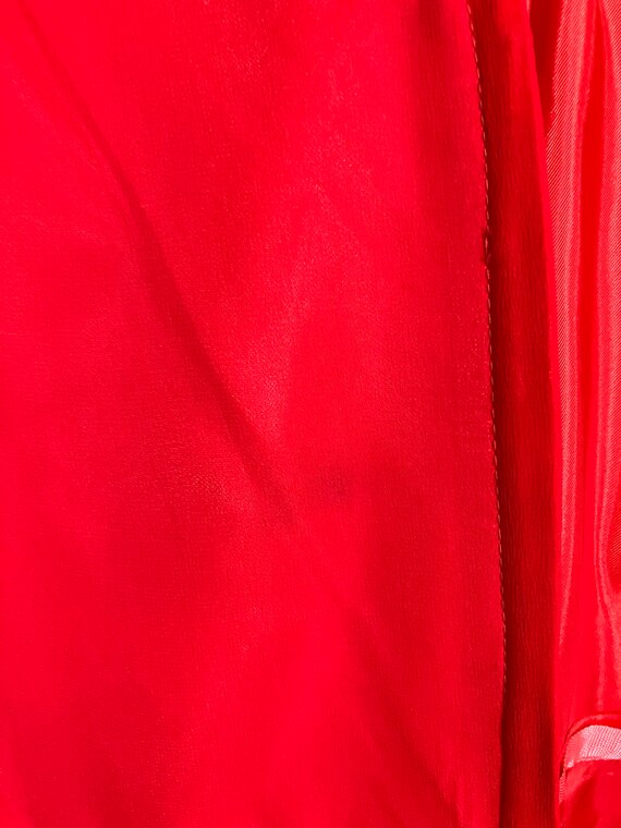 1960's Sleeveless Belted Red Silk Chiffon Holiday… - image 7
