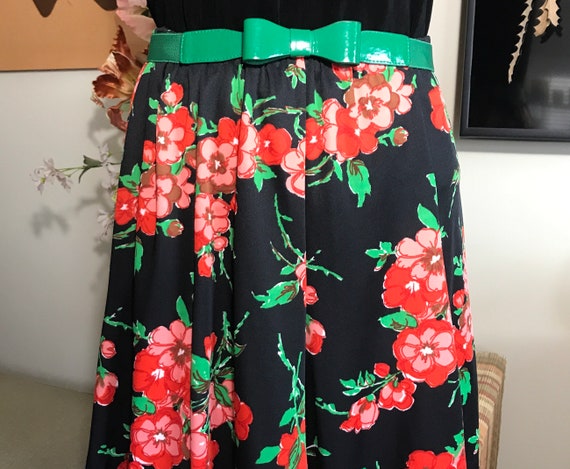 1970's Polyester Floral Skirt - image 1