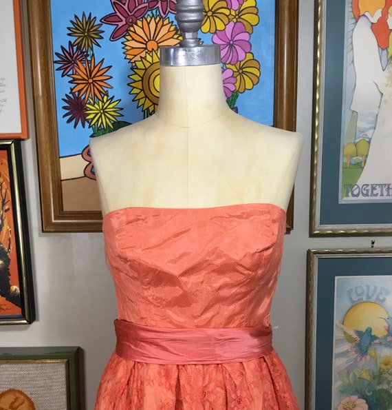 1950’s Vintage Orange Floral Prom Dress