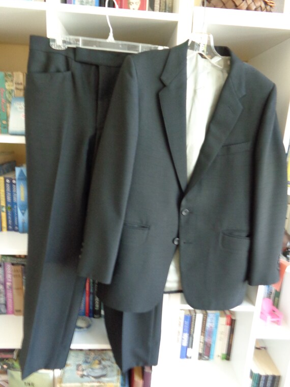 Petrocelli Baron's 1970's Polyester Suit Men's Bla