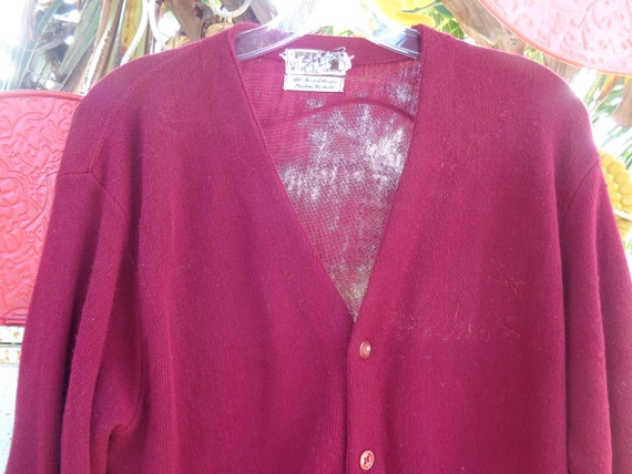 Burgundy Cardigan Men's Acrylic Sweater