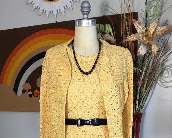 60s -70s Jewelry – Necklaces, Earrings, Rings, Bracelets Carol Carter Florida 1960s Crocheted Ribbon Dress 2Piece Ensemble $179.00 AT vintagedancer.com