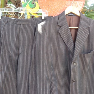 Studio Milano Italy Pure Linen Mens Brown White Pin Stripe Suit image 1