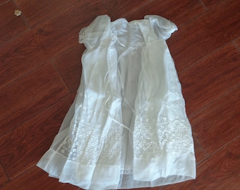 Christening Gown  Soft White Lace and Satin Over Jacket -