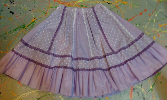 1980s Square Dance Skirt 50 Inch Flared Lilac Cot… - image 1