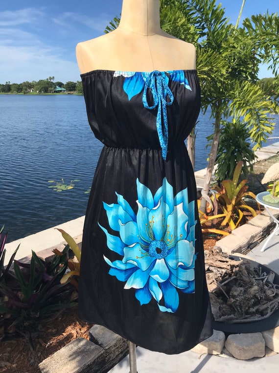 1980s Strapless Beach Dress