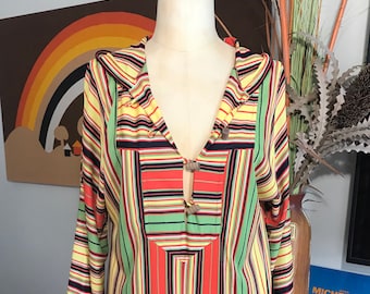 1970s Hooded Cover up Tunic Dress