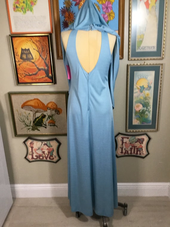 Vintage Women’s 1970’s Blue Maxi Evening Dress wi… - image 5