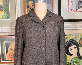 1940's Urban Suburban Ladies Classic Brown Tweed Suit with Pencil Skirt